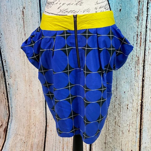 ANTHROPOLOGIE ODILLE NWT Blue Fargyle Retro Bubble Pocket Skirt - Picture 11 of 12